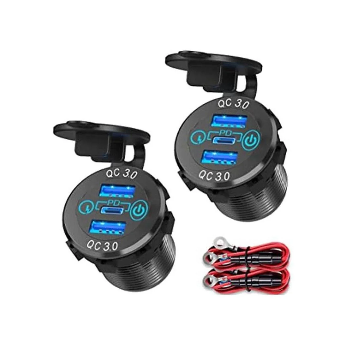 Paquete de 2 salidas USB C de 12 V Qidoe de metal de_1