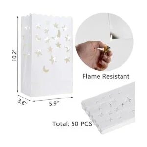 Stmarry 50 bolsas de velas luminarias blancas para farol_6