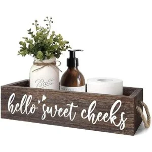 MayAvenue Caja de decoración de baño de granja Hello_1