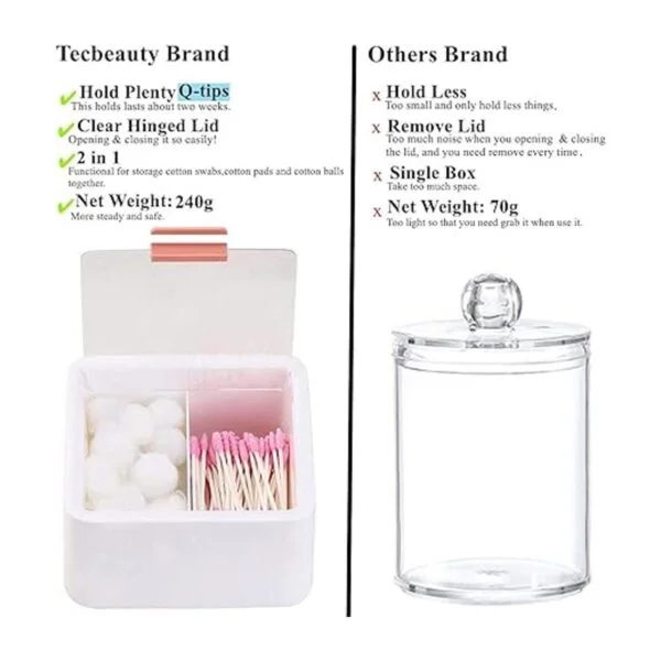 Tecbeauty 2 soportes Qtips Dispensador de hisopos de_6