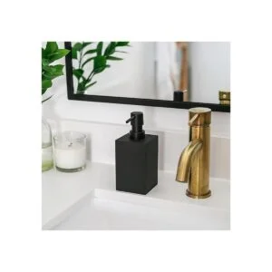 Yew Design Dispensador de jabón negro para baño cuadrado_5
