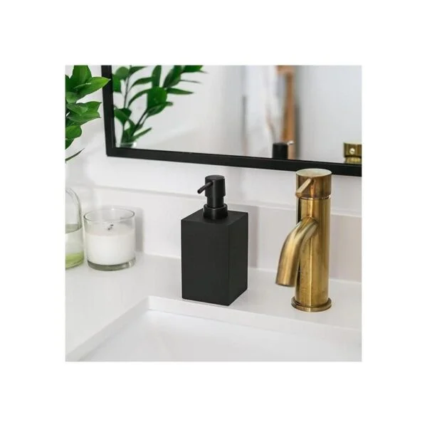 Yew Design Dispensador de jabón negro para baño cuadrado_5