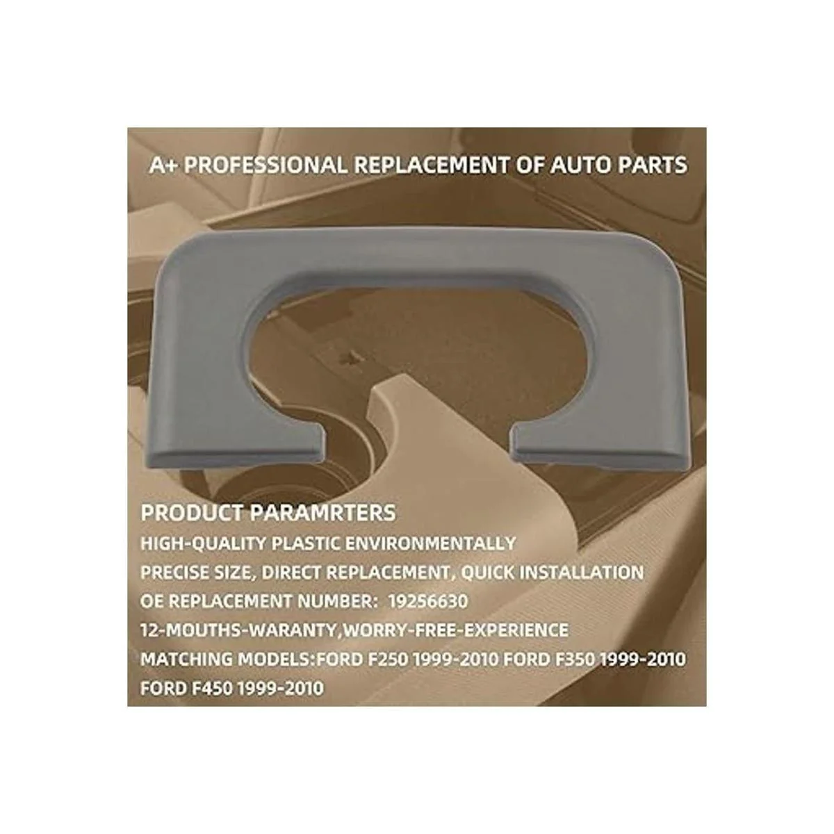 Dasbecan Soporte de taza de consola central trasera gris_2