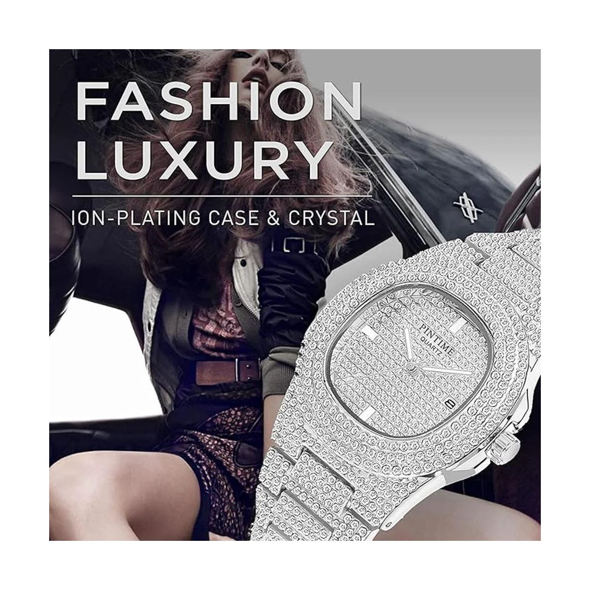 Moda Cristal Diamante Relojes HombreMujeres Lujo Blinged_4