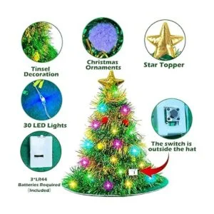 Camlinbo Paquete de 2 sombreros de Navidad para árbol de_3