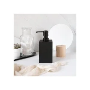 Yew Design Dispensador de jabón negro para baño cuadrado_4