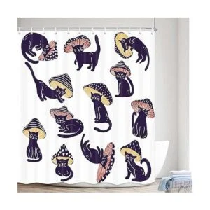MERCHR Divertida cortina de ducha con forma de hongo y_2