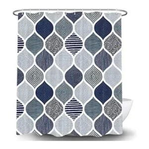 Cortina de ducha bohemia azul y gris para baño juego de_1