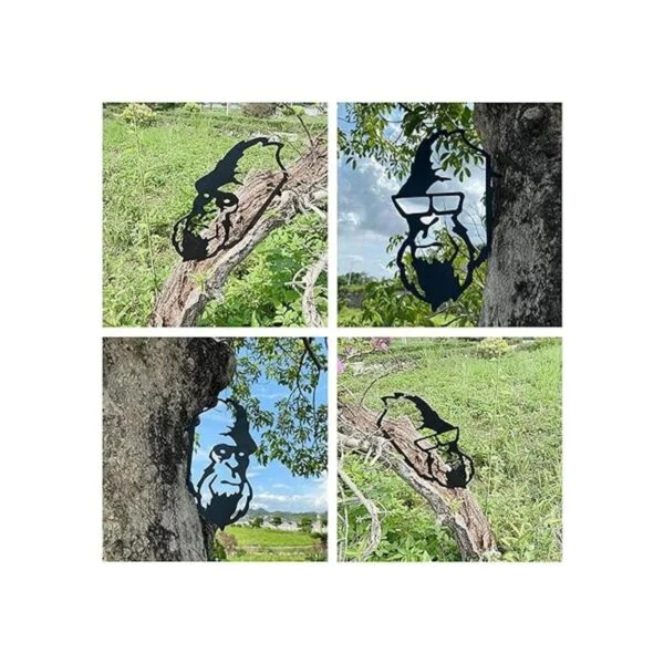 2 piezas de metal Bigfoot Tree Hugger Decor acero Bigfoot_6