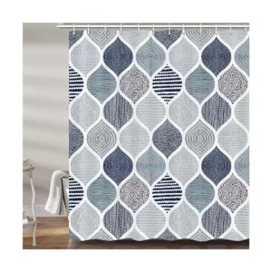 Cortina de ducha bohemia azul y gris para baño juego de_2