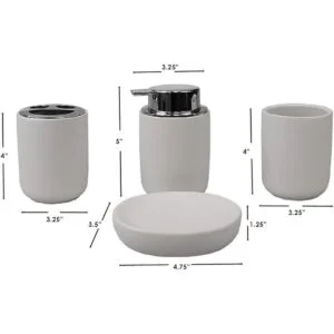 Home Basics Juego de accesorios de baño de cerámica 4_7