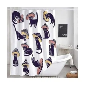 MERCHR Divertida cortina de ducha con forma de hongo y_3