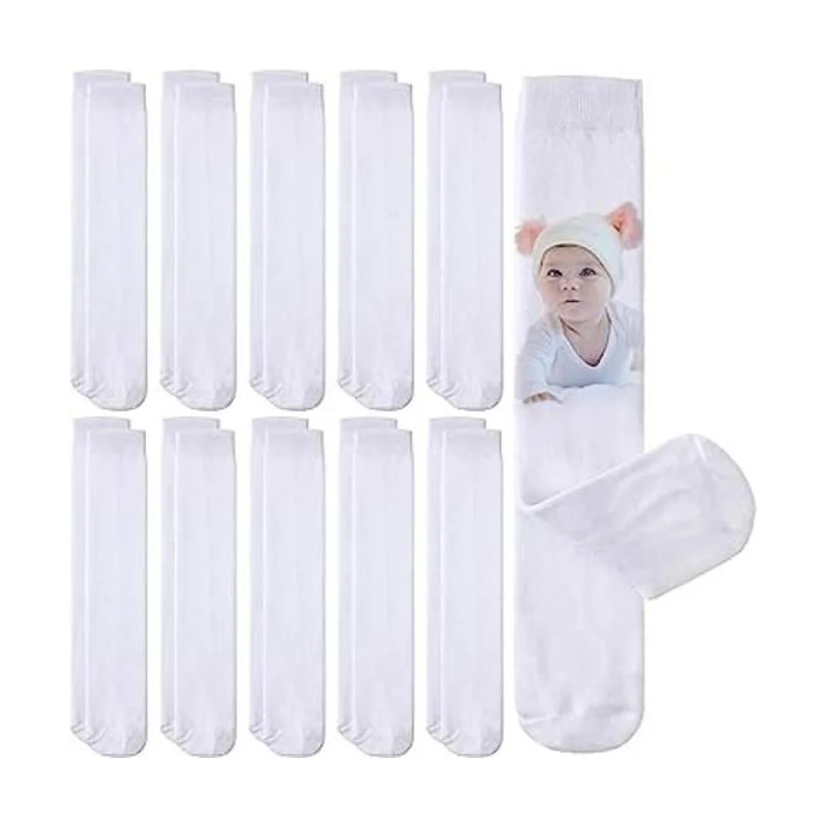 Geyoga 12 pares de calcetines de sublimación blancos en_1