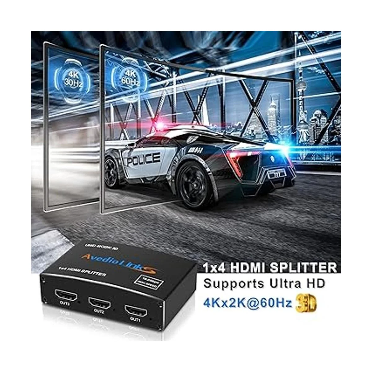 Divisor HDMI 4K a 60Hz 1 en 4 salidas avedio links 1x4_2