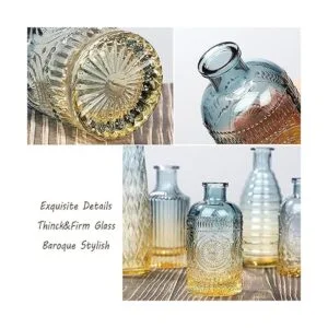 FANTESTICRYAN Juego de 4 floreros barrocos de vidrio_5