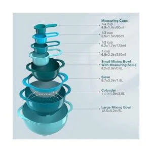 Juego de 8 cuencos para mezclar de plástico utensilios de_2