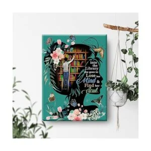 Libros de arte de pared en la biblioteca impresiones en_4