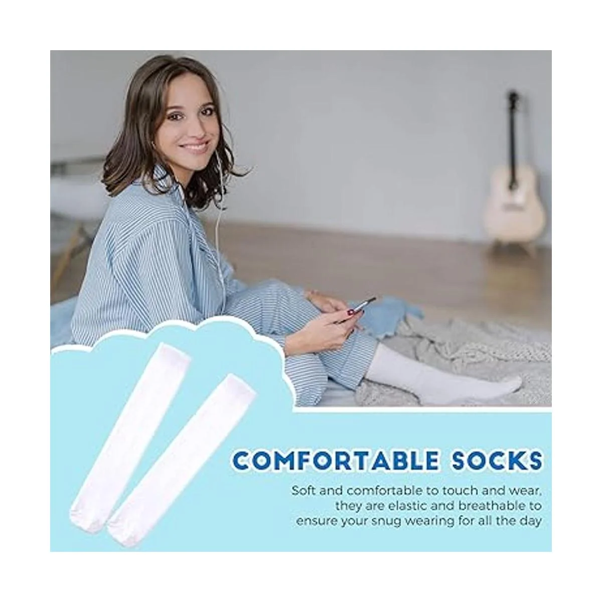 Geyoga 12 pares de calcetines de sublimación blancos en_4