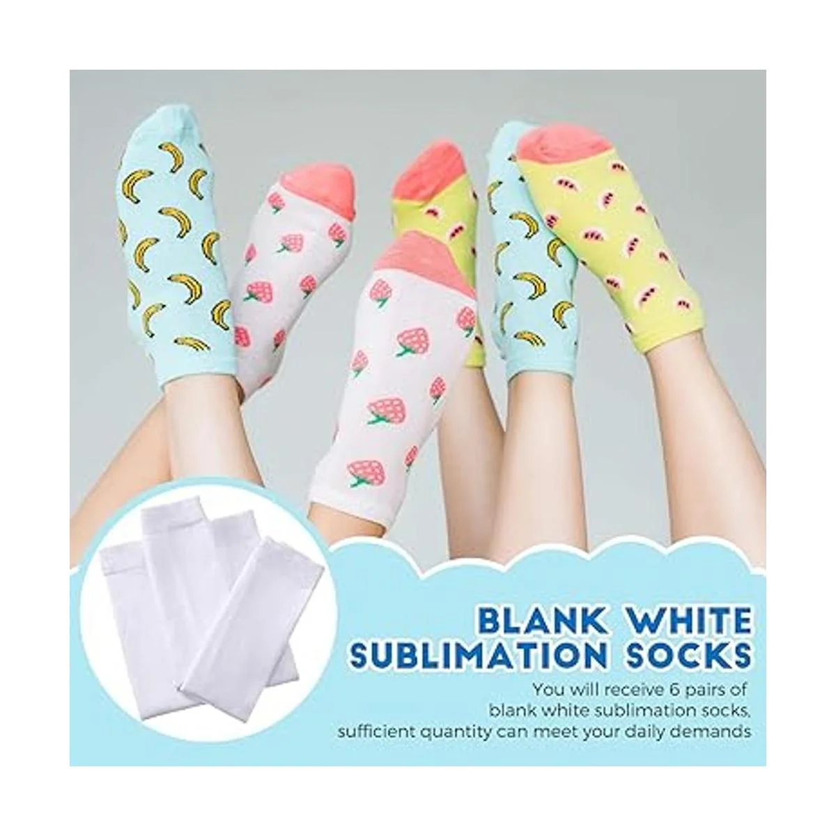 Geyoga 12 pares de calcetines de sublimación blancos en_7