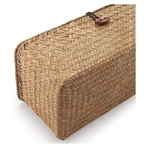 Cesta de almacenamiento de hierba marina con tapa_6