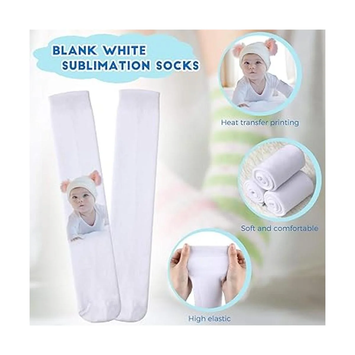 Geyoga 12 pares de calcetines de sublimación blancos en_3
