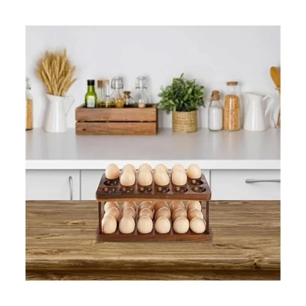 YOUEON Soporte para huevos de madera de acacia con doble_5