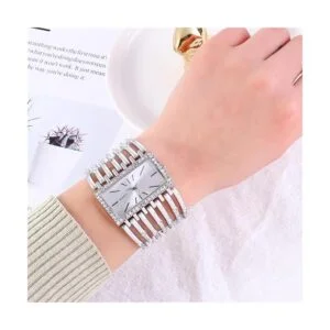 Reloj rectangular de diamante único para mujer pulsera de_2