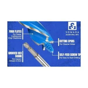 SOMADA Juego de brocas para madera 4 piezas 12 58_4