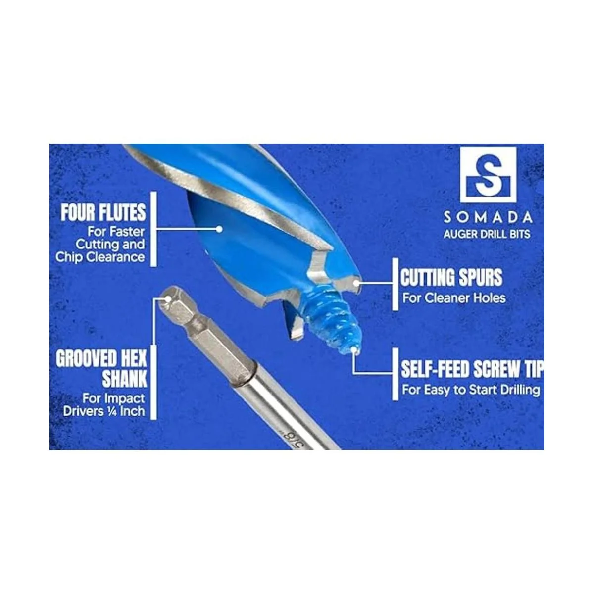 SOMADA Juego de brocas para madera 4 piezas 12 58_4