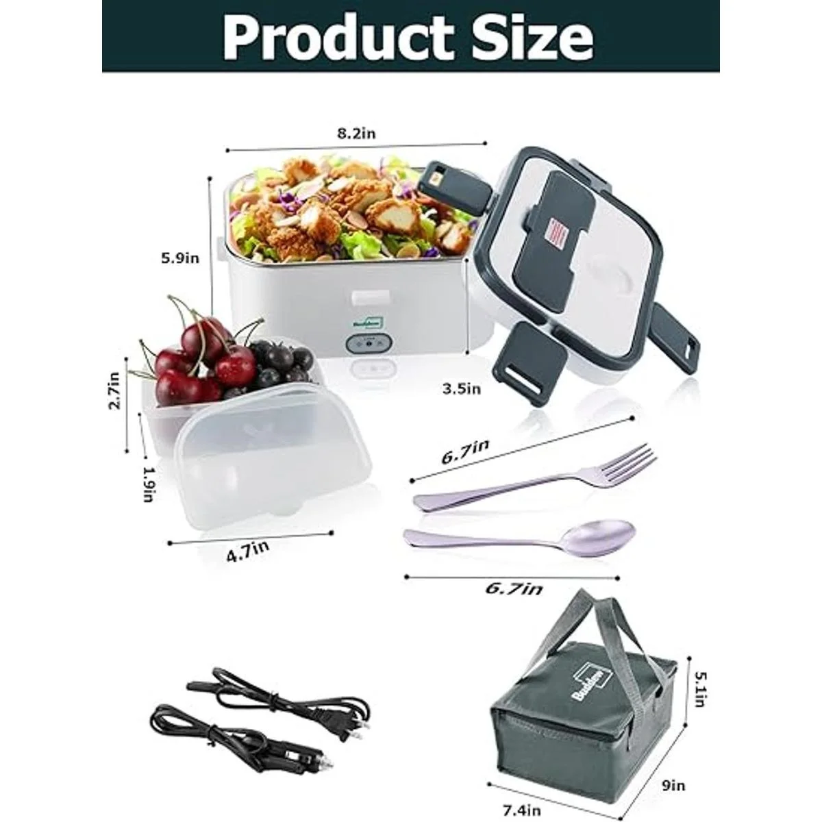 Buddew Lonchera eléctrica de 70 W calentador de_6