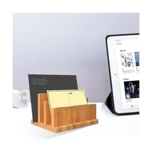 Wishacc Organizador de correo de bambú con pies de goma_3