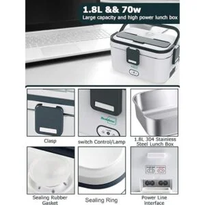 Buddew Lonchera eléctrica de 70 W calentador de_4