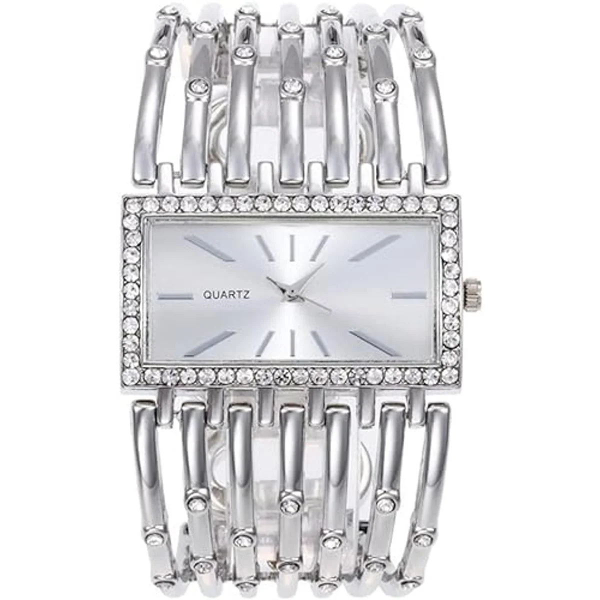 Reloj rectangular de diamante único para mujer pulsera de_1