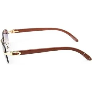 Gafas de sol retro vintage Woodgrain oro marco púrpura_4
