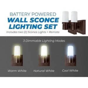 Westek Aplique de pared funciona con pilas con control_2