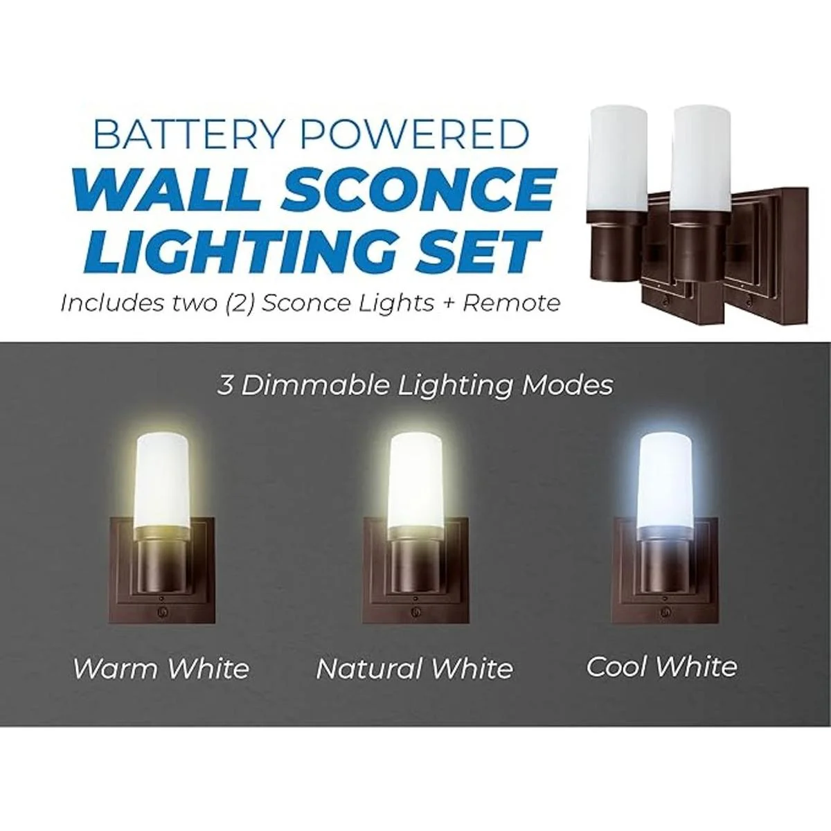 Westek Aplique de pared funciona con pilas con control_2