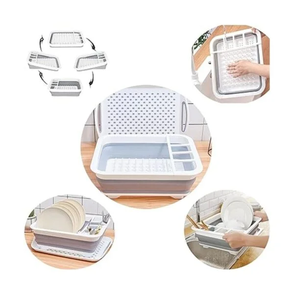 Estante de secado de platos plegable y escurridor de_3