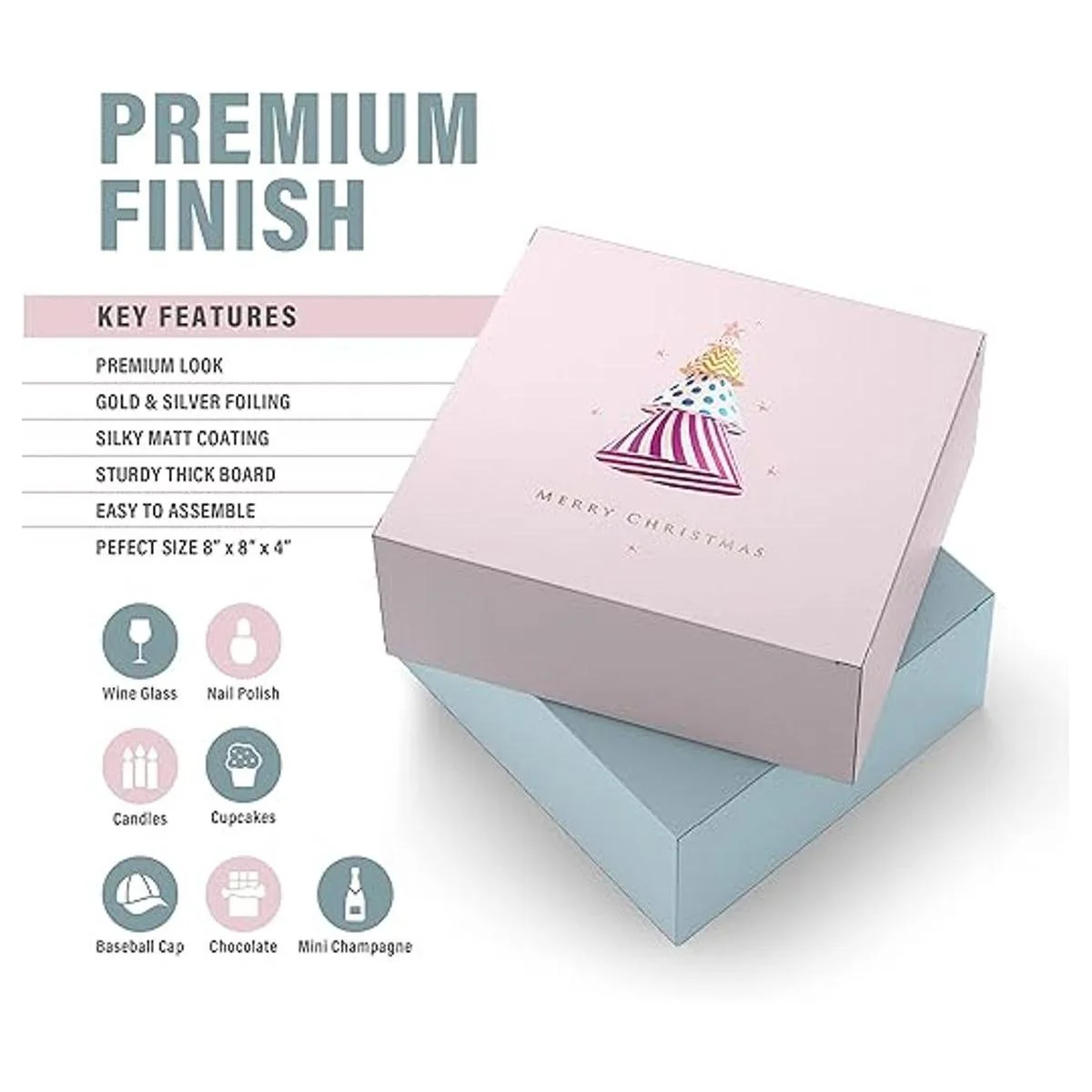 Caja de regalo de Navidad de 8 x 8 x 4 pulgadas cajas de_4