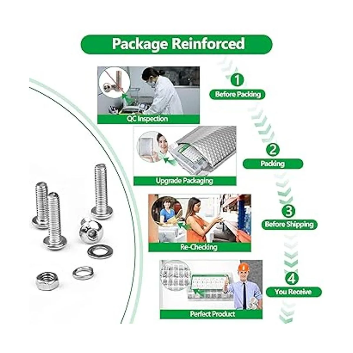 Tuercas y pernos acero inoxidable 304 1440 unidades M2_6