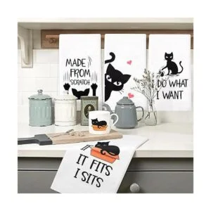 Vansolinne Divertidas toallas de cocina para gatos_5