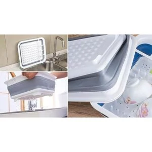 escurridor de platos plegable con tabla de drenaje_5
