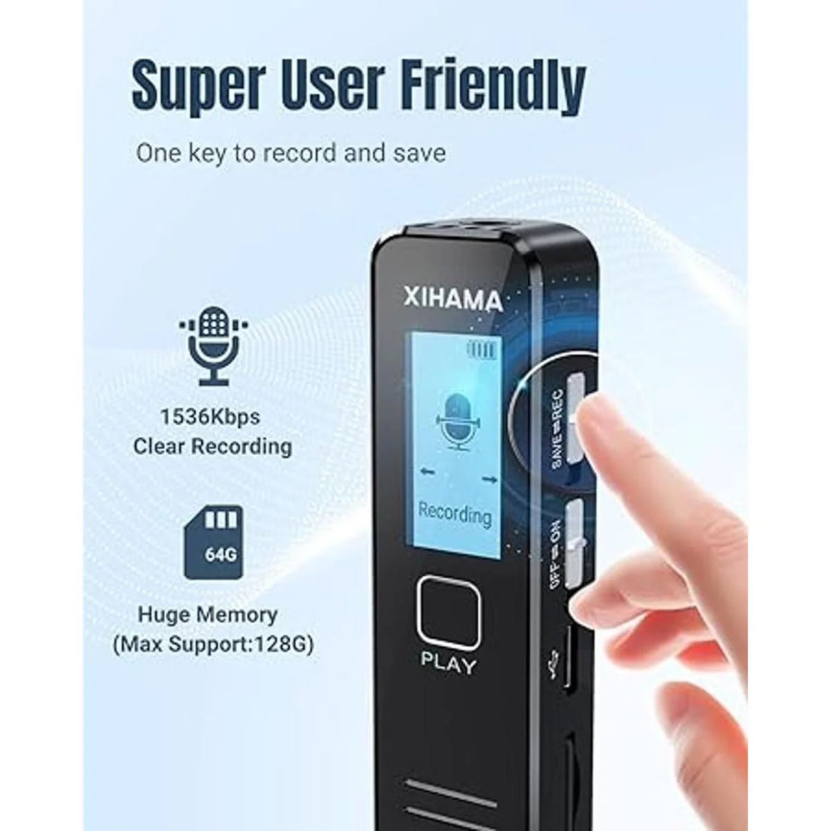 XIHAMA Mini grabadora de voz de 64 GB grabadora de voz_3