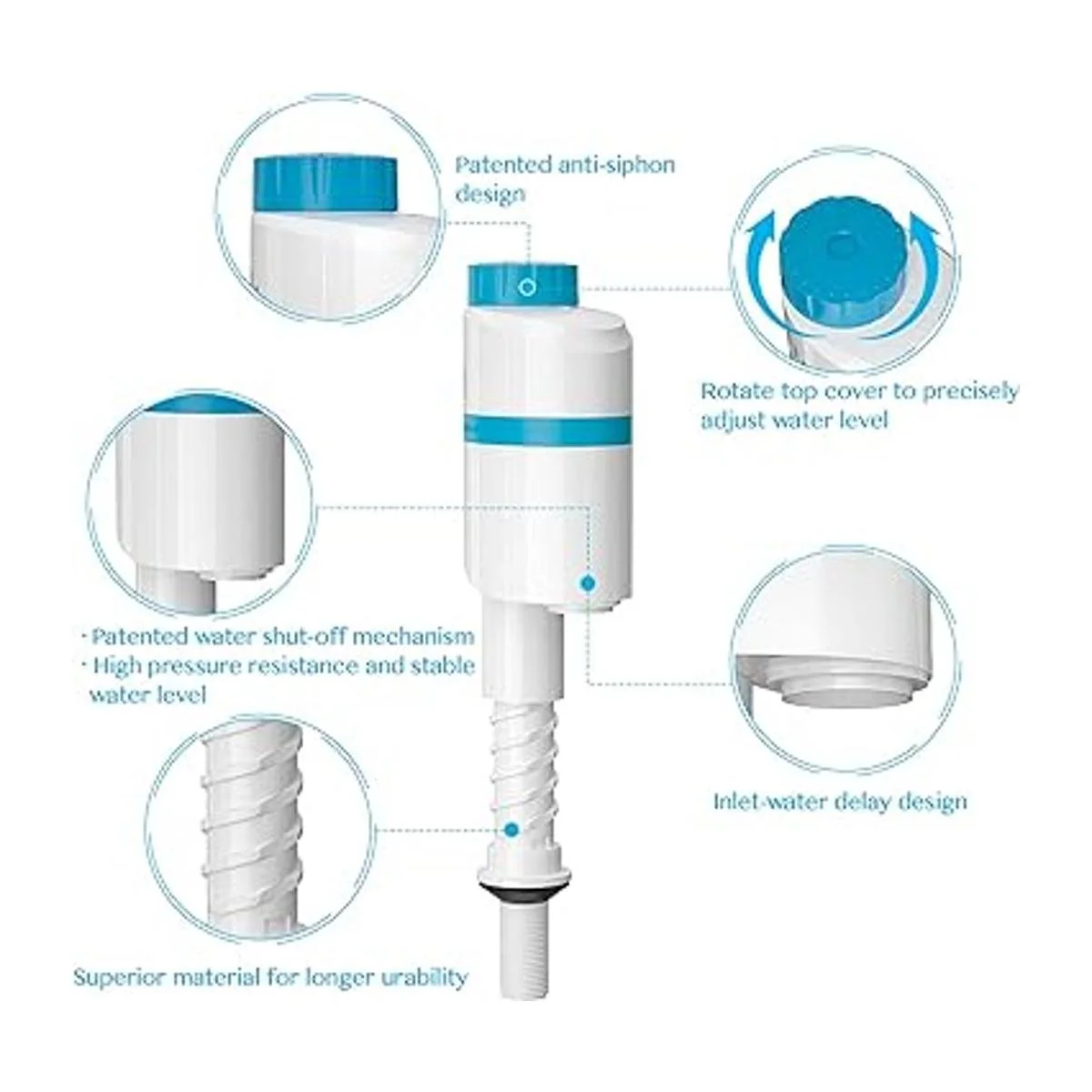 SAMODRA Válvula de llenado silenciosa de inodoro ajustable_3