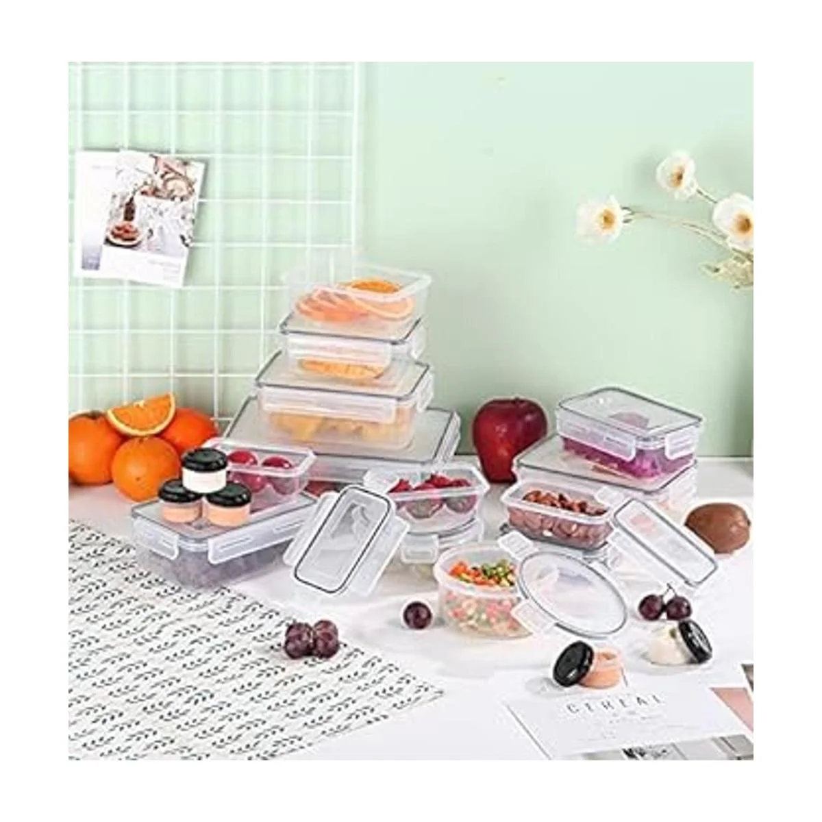 36 recipientes de plástico para almacenamiento de_6