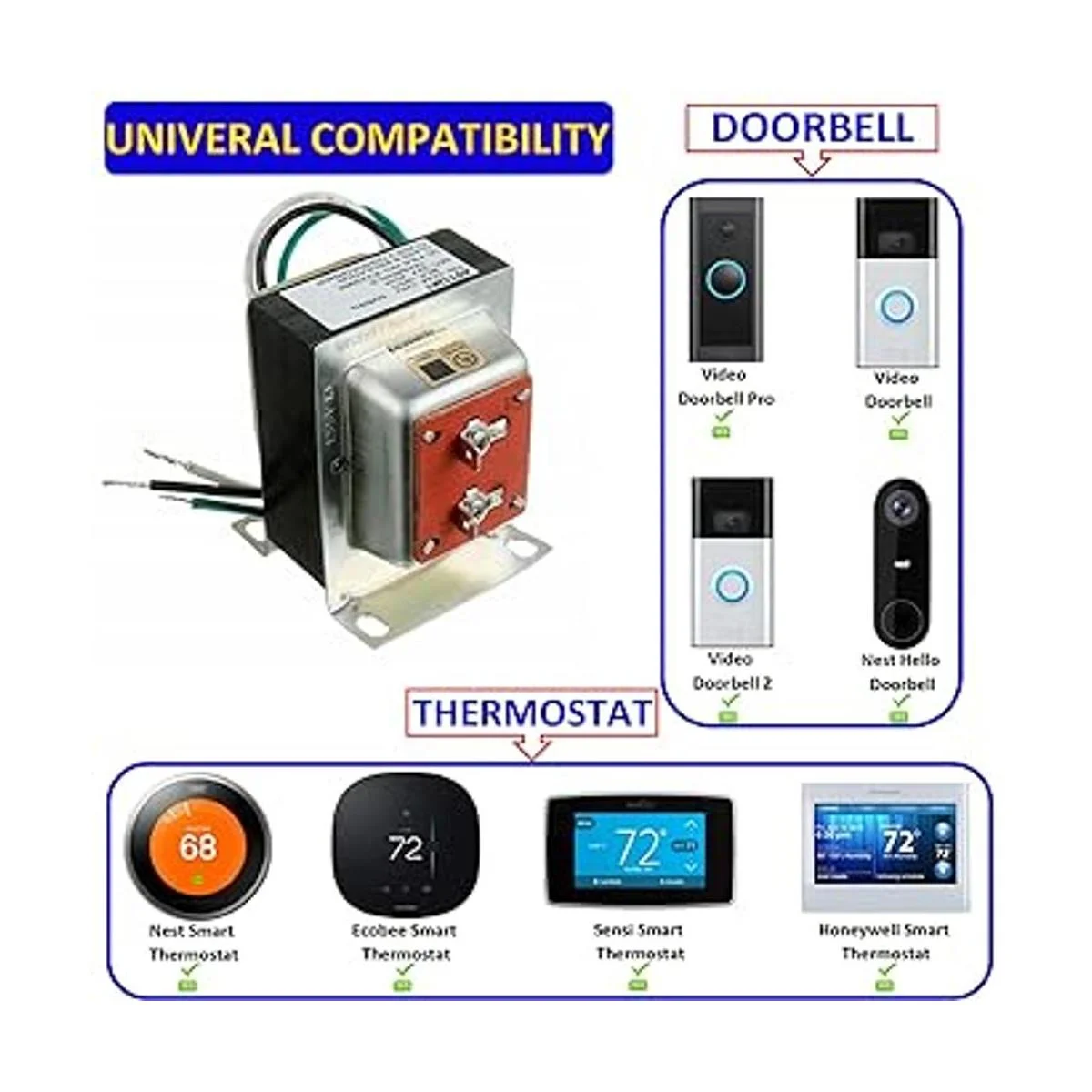 BOJACK Termostato y transformador de timbre de 24 V 40 VA_2