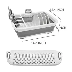 escurridor de platos plegable con tabla de drenaje_2