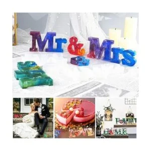 4 moldes de resina para letras Mr Mrs Love Home Family_7