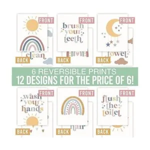 6 piezas de decoración de baño bohemio reversibles de 8 x_3