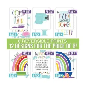 6 coloridas decoraciones de baño infantiles reversibles de_3