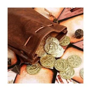 50 monedas de oro y bolsa de piel sintética monedas de_3